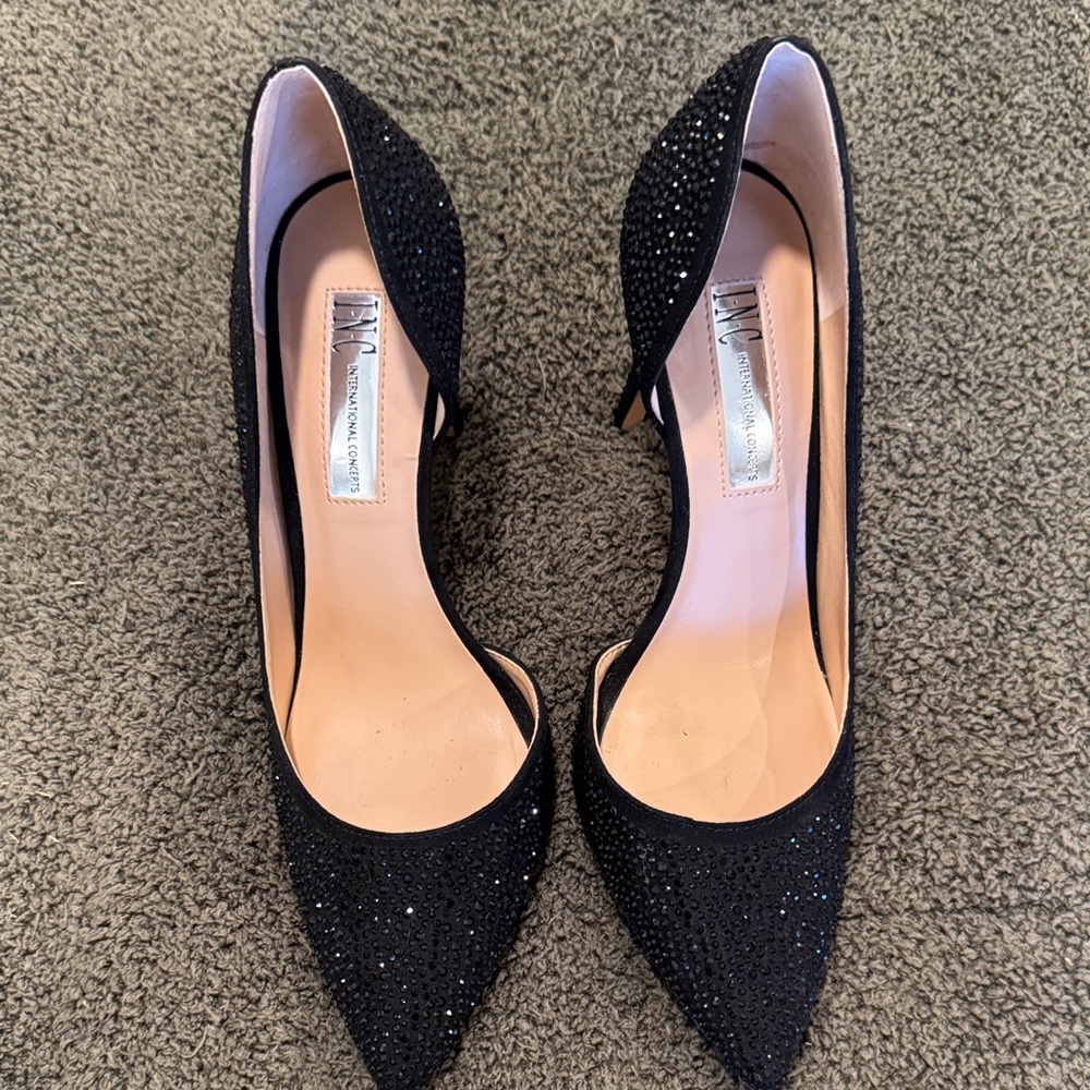 INC International Concepts Black Sparkle Heels